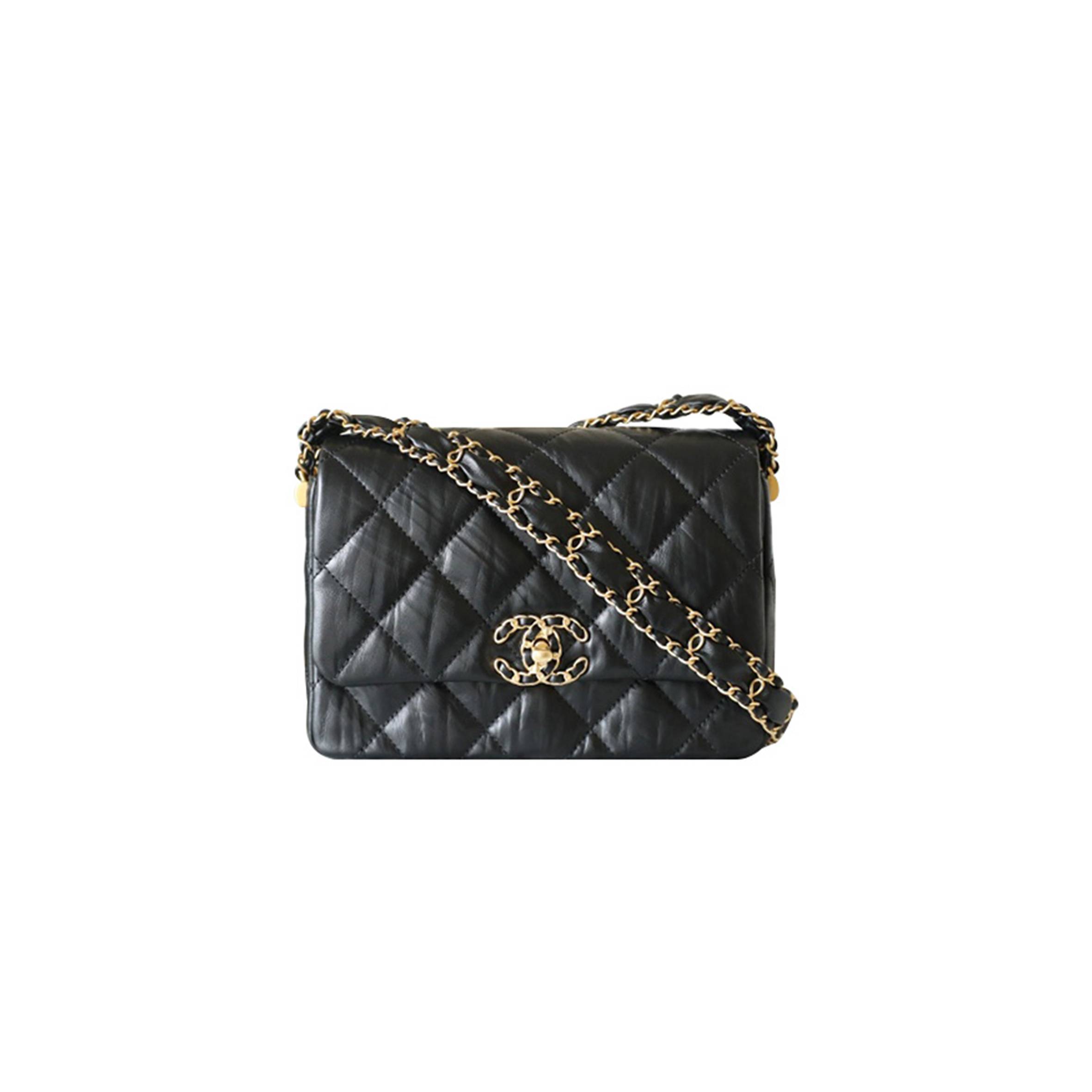 Ch*el master 23k wide shoulder strap chain cowhide hobo bag black as4423 (20*15*5cm)